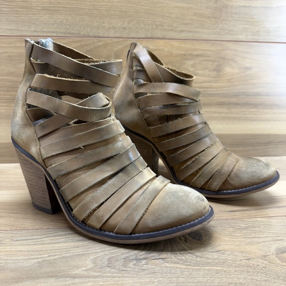 Free People Hybrid Ankle Booties Womens 8 EU 38 Tan Leather Zip - Picture 1 of 11